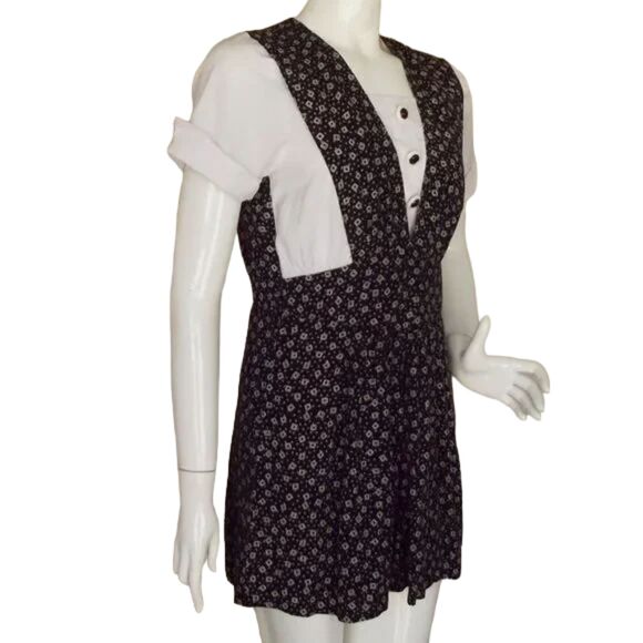 Vintage Romper, 6, Layered Look, Black/White, Buttons, Back zip, Short sleeves - Picture 3 of 13